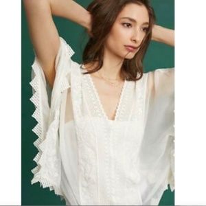 Anthropologie Maeve Neriah White Top kimono